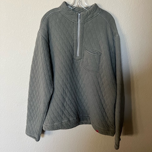 Mountain Khaki Men’s Olive Green Quilted Quarter Zip Pullover - Picture 1 of 2